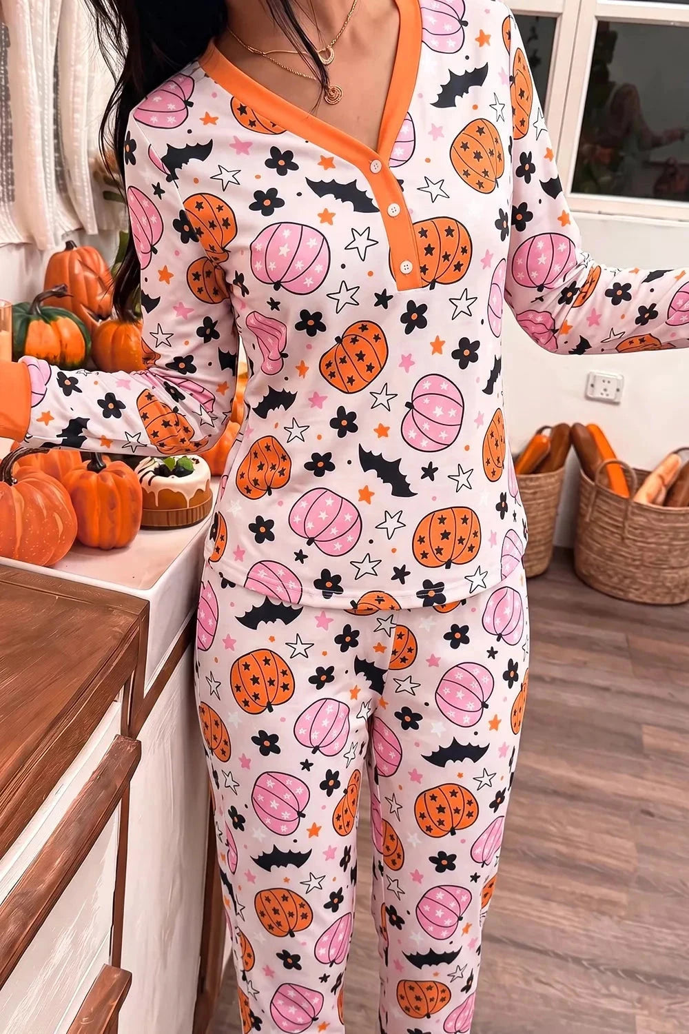 Pumpkin Print Lounge Set
