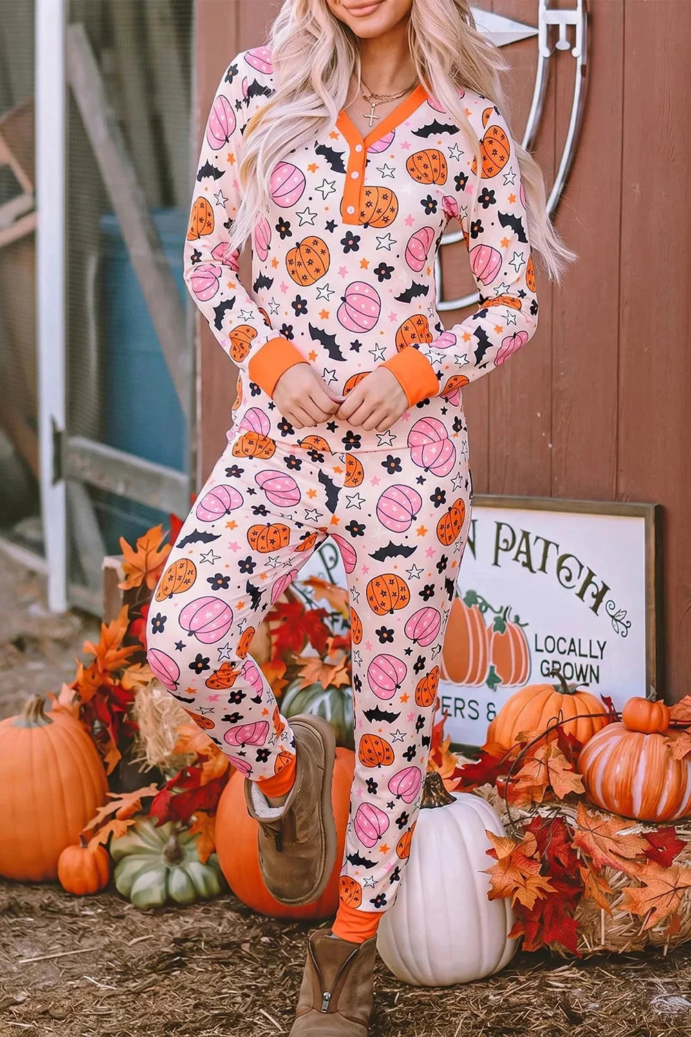 Pumpkin Print Lounge Set