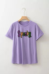 Spooky Sequin Letter Cotton T Shirt