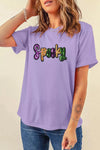 Spooky Sequin Letter Cotton T Shirt