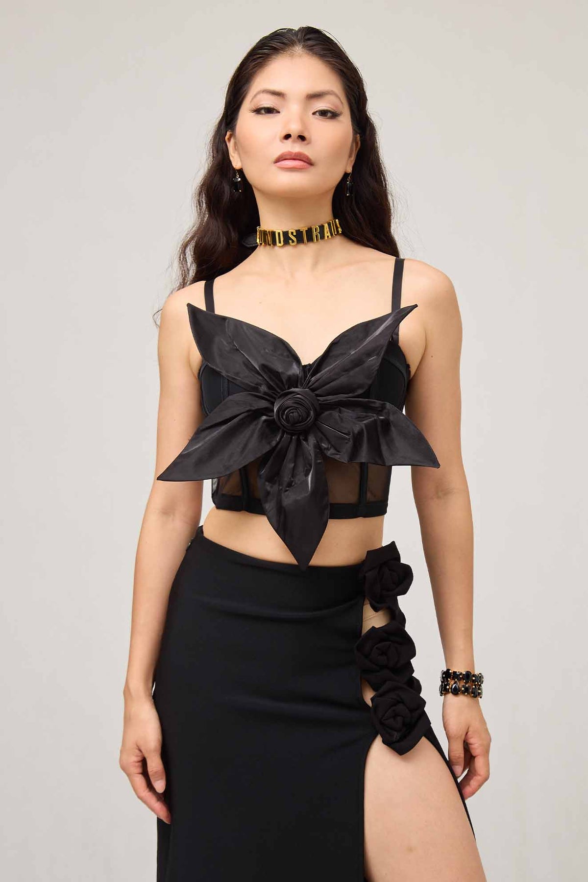 Mlow Flower Mesh Corset Top