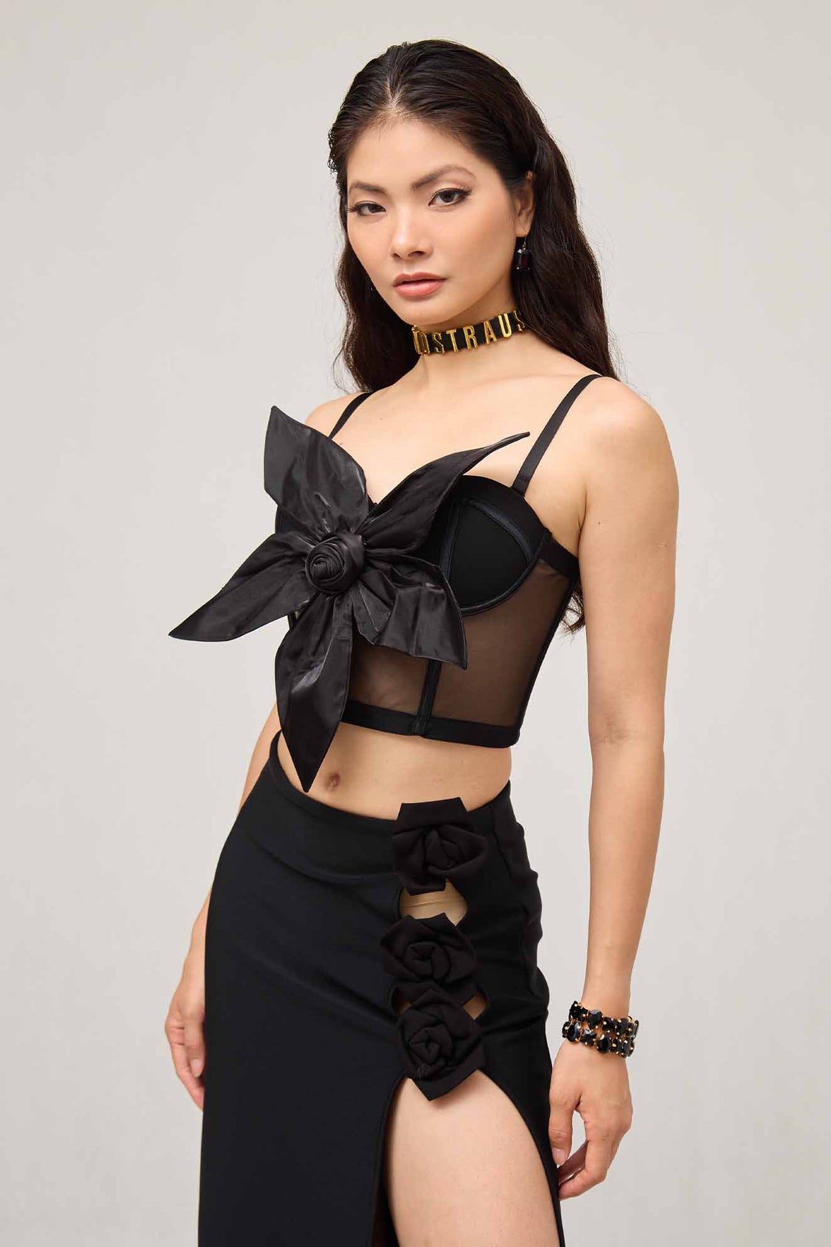 Mlow Flower Mesh Corset Top
