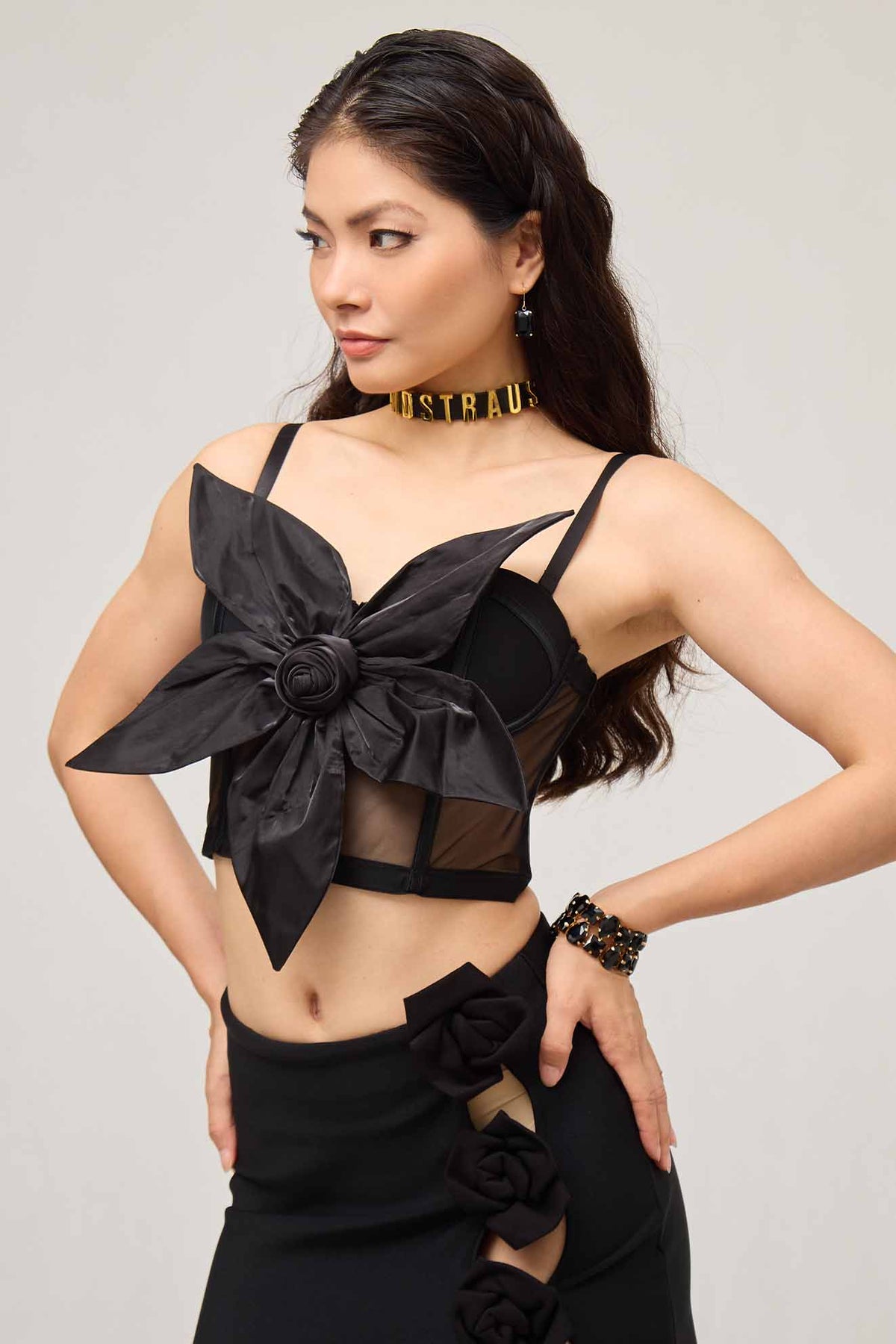 Mlow Flower Mesh Corset Top