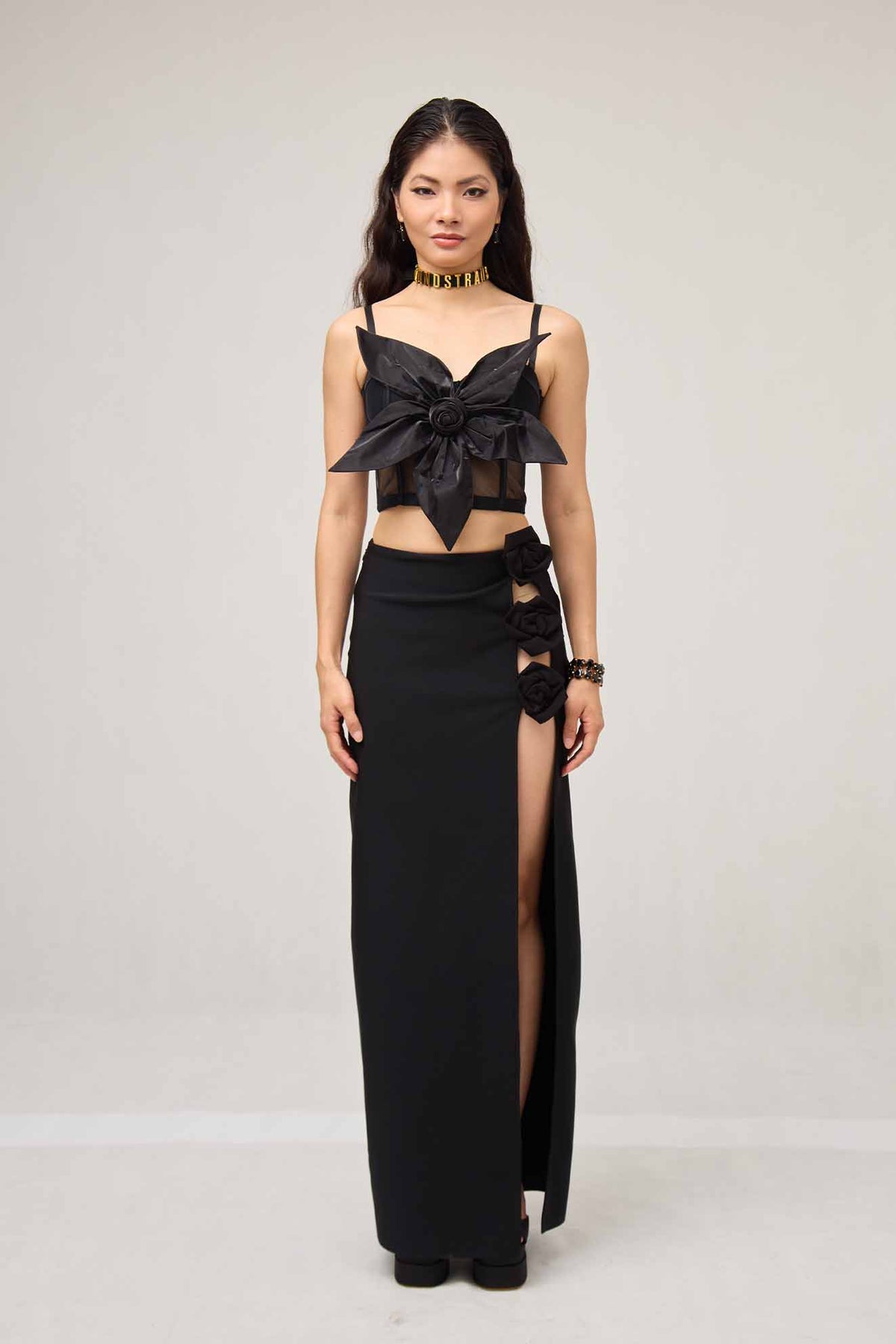 Mlow Flower Mesh Corset Top