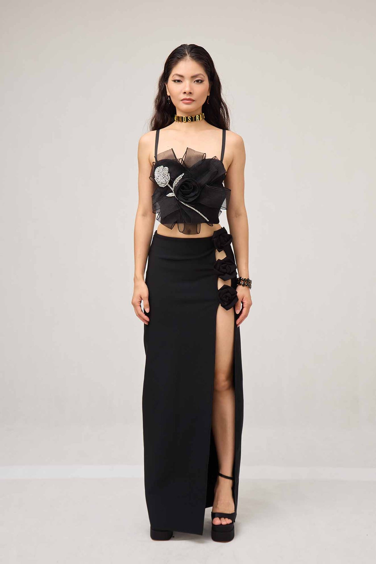 Moma Flower Rose Crystal Corset Top