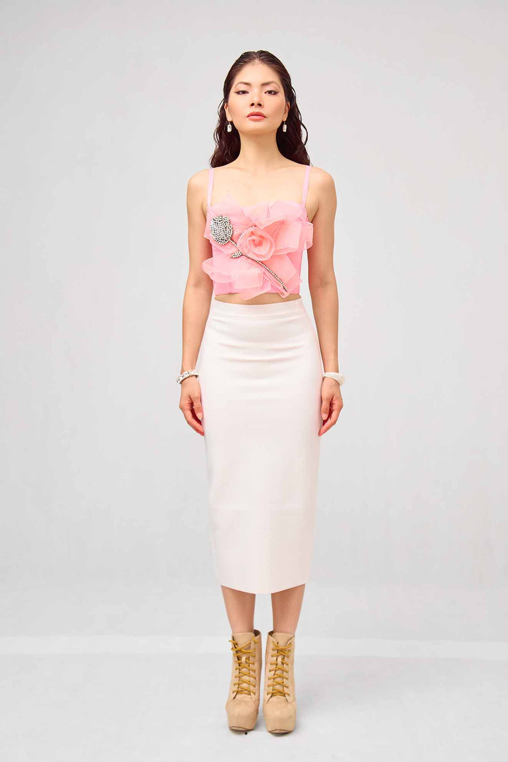 Moma Flower Rose Crystal Corset Top