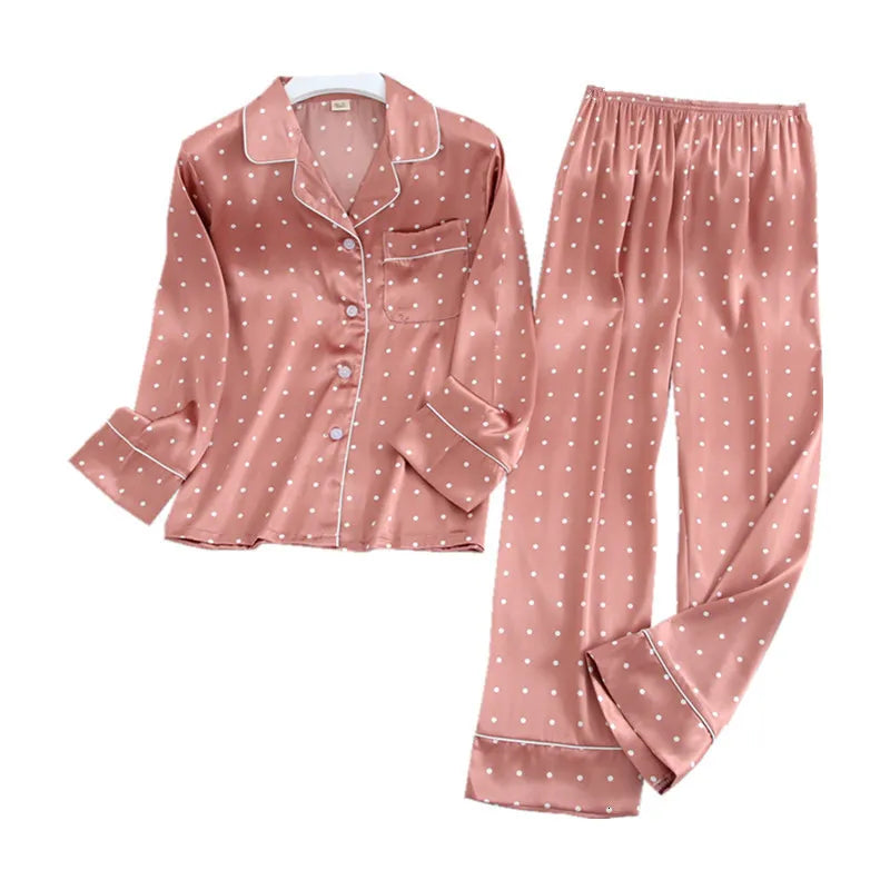 Lisacmvpnel Long Sleeve Pajamas Autumn Ice Silk