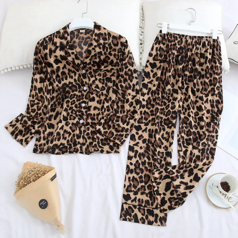 Lisacmvpnel Long Sleeve Pajamas Autumn Ice Silk