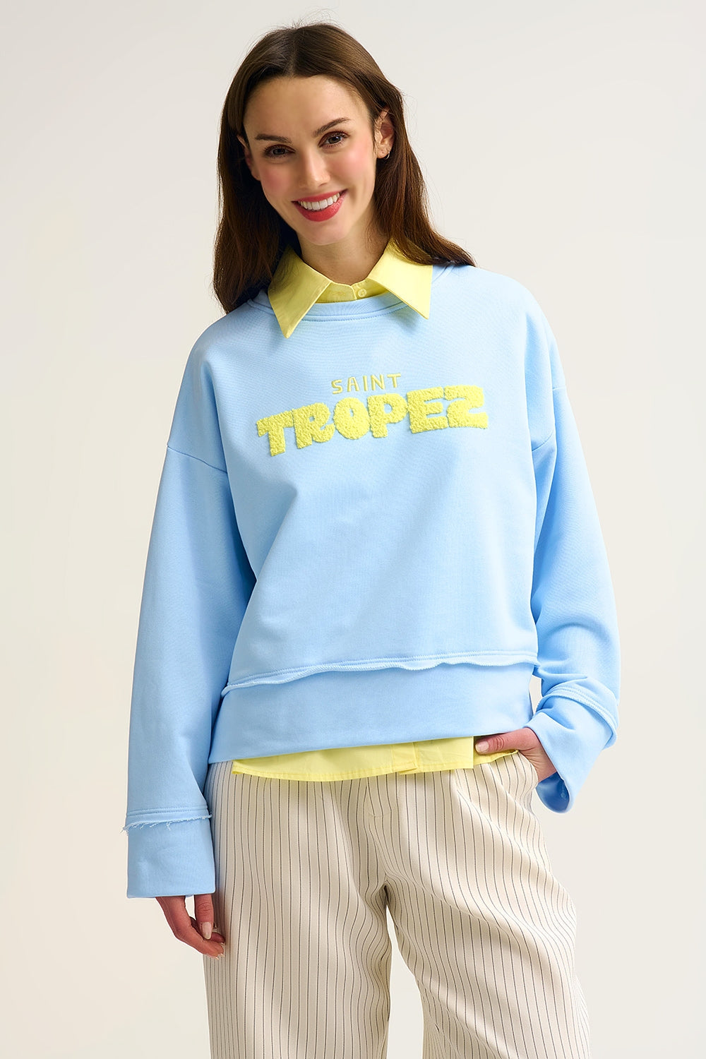 Saint Tropez Embroidered Baby Blue Sweatshirt